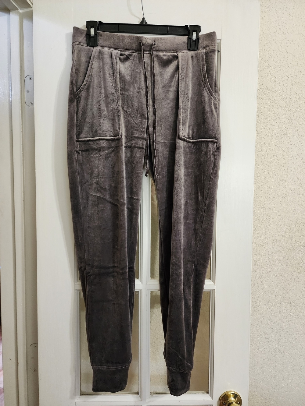 House of Harlow 1960 Gray Velour Jogger Pants Drawstring Pockets Size S